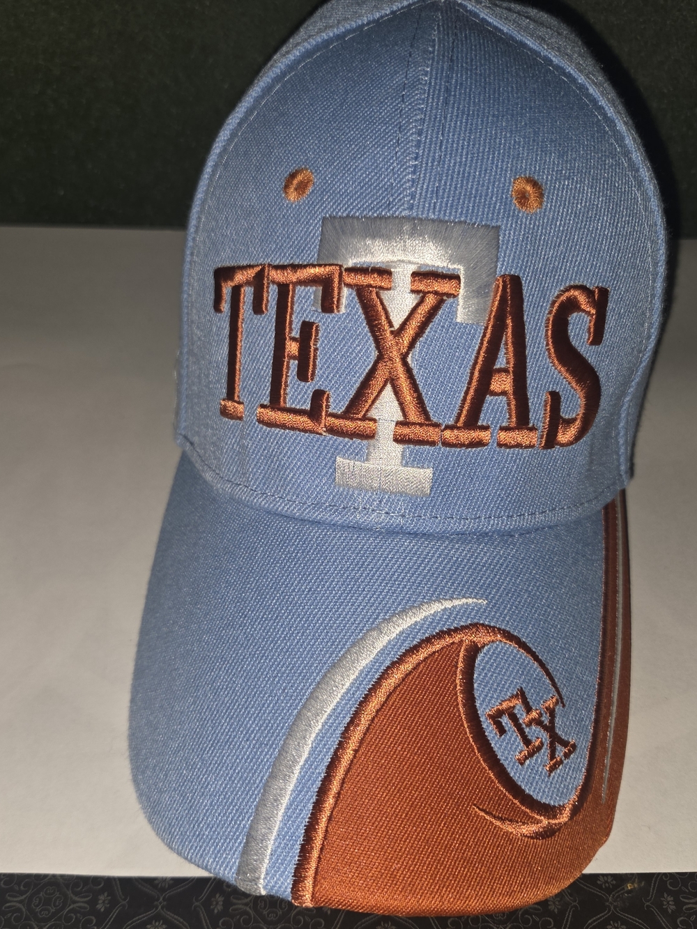 SHEIN Light Blue and Burnt Orange Texas Baseball Cap